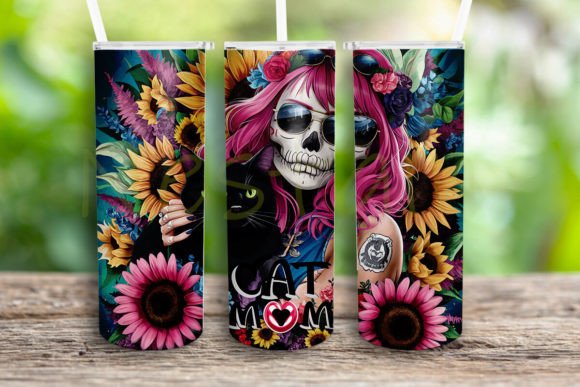 Badass Skeleton Cat Mom Wrap: Crafts & Graphics