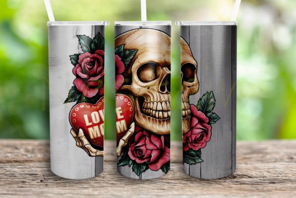 Love Mom Skull Roses: Bold Graphics for Crafts