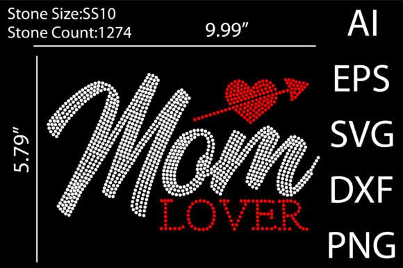 Mom Lover Rhinestone Template: Graphics for Crafts